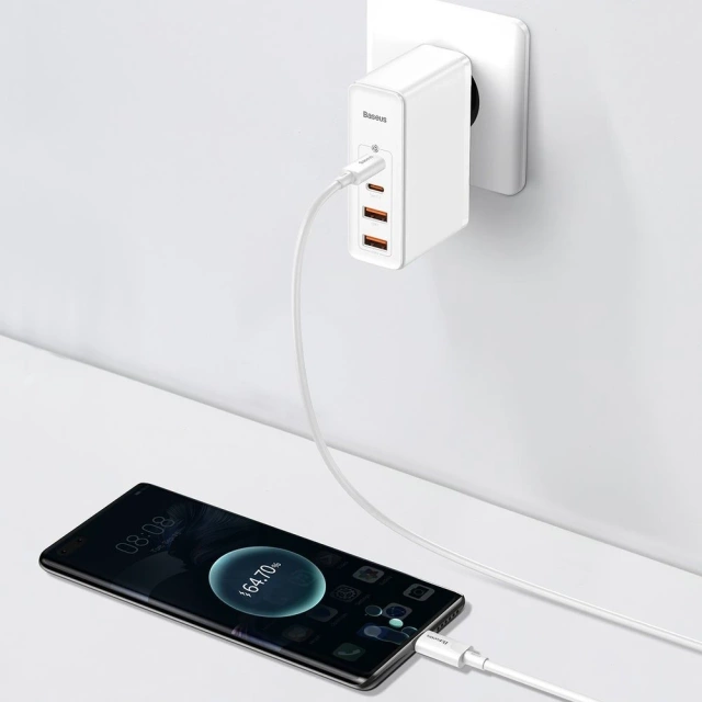 Baseus GaN2 Pro rychlá nabíječka 100W USB / USB Type C Quick Charge 4 Power Delivery bílá (CCGAN2P-L02)