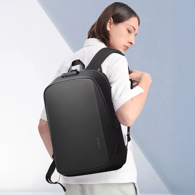 Bange Vodotesný batoh na 15,6" notebook Cestovný 47x30x12,5 cm do práce Školské lietadlo Pánsky Dámsky USB Anti-theft TSA Code Black