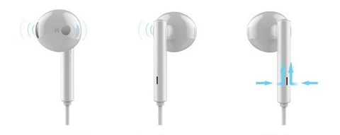 Original Huawei AM115 headphones 3.5mm remote control microphone white