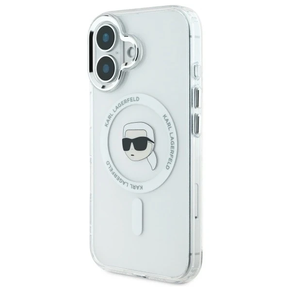 Чохол Karl Lagerfeld для iPhone 16 6.1" White MagSafe Hardcase IML Metal Karl Head