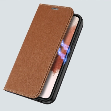 Dux Ducis Skin X2 protective case for Samsung Galaxy S23 flip case wallet stand brown