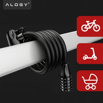 Zámok na bicykel zámok na bicykel silný kábel 120cm Zabezpečenie bicykla Alogy s kódovým kombinovaným kľúčom čierny