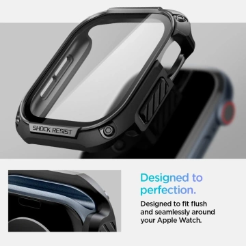 ЧОХОЛ ДЛЯ APPLE WATCH 10 (46MM) ЧОРНИЙ SPIGEN TOUGH ARMOR ЗАГАРТОВАНОГО СКЛА