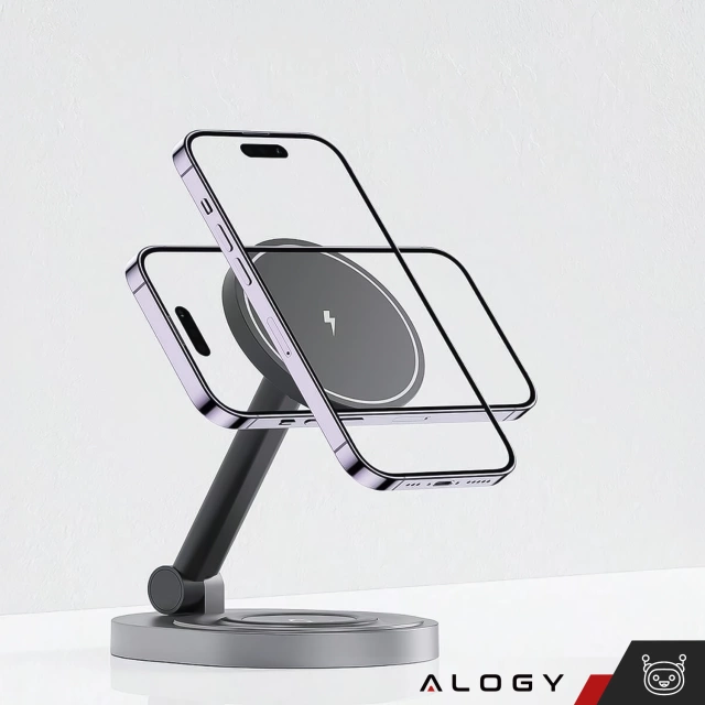 Ładowarka indukcyjna bezprzewodowa stacja Alogy 2w1 QI do Apple iPhone AirPods do MagSafe Czarna