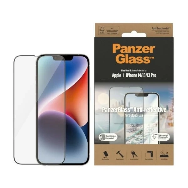 Szkło PanzerGlass Ultra-Wide Fit для iPhone 14 / 13 Pro / 13 6,1" Захист екрану Антивідблиск Антибактеріальний Easy Aligner В комплекті 2787