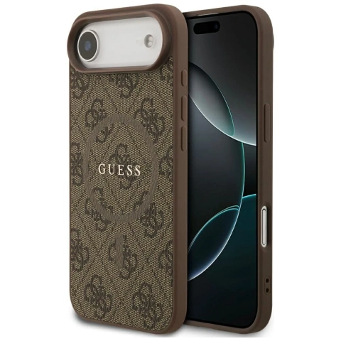 Etui Guess 4G Ring Classic Logo MagSafe do iPhone 17 Air brązowe
