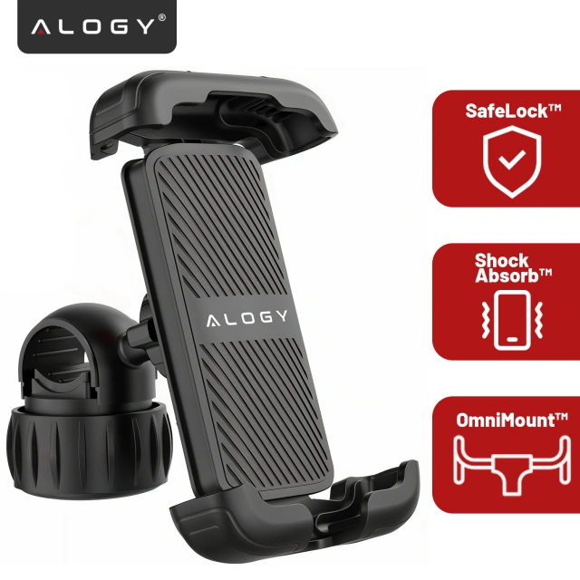 Bike Phone Holder 4.7-6.8" for Phone Bike Handlebar for Bike Motorcycle Adjustable Alogy Sport Black