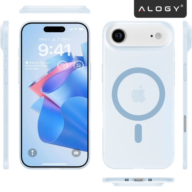 Puzdro Apple iPhone 17 Air – matný kryt MagSafe s ochranou šošovky, tenký a odolný voči poškriabaniu, perfektne sedí – Alogy Skinny MatteCase™ nebesky modrá