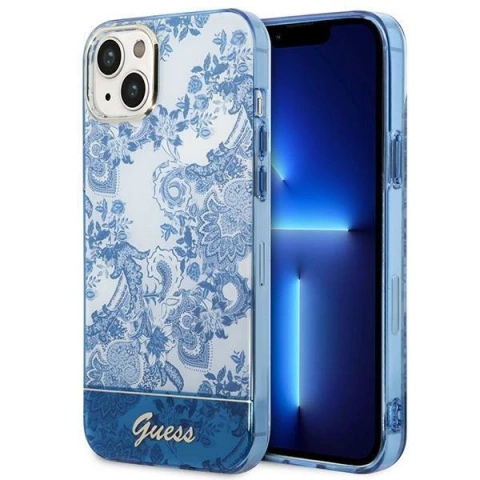 "Etui Guess GUHCP14MHGPLHB do Apple iPhone 14 Plus 6,7\" niebieski/modré pevné puzdro Porcelain Collection"