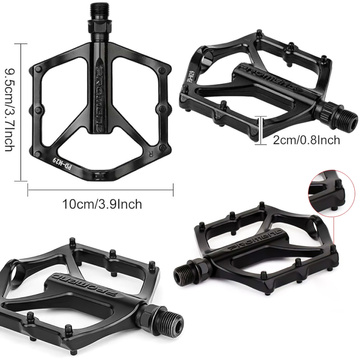 Platform bicycle pedals for MTB bicycles, aluminum 9/16" Black aluminum set [2 pcs.]