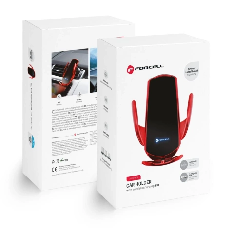 Držiak do auta Forcell HS1 Auto IR Qi 15W indukčný červený
