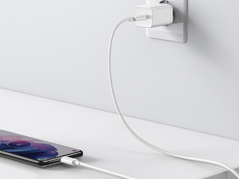 Baseus USB-C PD wall charger 25W cable for USB-C White