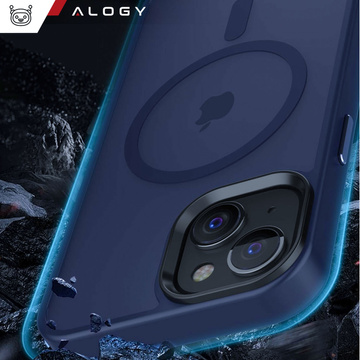Чохол для iPhone 14 Plus MagSafe Matt Case Cover Matte Alogy Ring Armored Phone Case Navy Blue