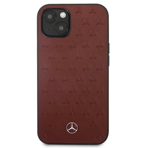 Etui Mercedes MEHCP13SPSQRE do iPhone 13 mini 5,4" čierne/červené pevné puzdro Kožený vzor hviezd