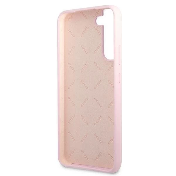 Guess GUHCS22MLSLMGLA S22 S906 Lawenda/levandulové pevné puzdro Silicone Script Metal Logo