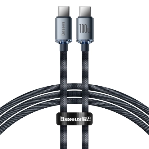 Kábel Baseus Crystal Shine Series USB kábel pre rýchle nabíjanie a prenos dát USB Typ C - USB Typ C 100 W 1,2 m čierny (CAJY000601)