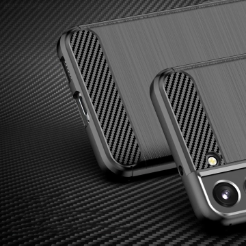 Pouzdro na telefon Carbon Case pro Samsung Galaxy S23 pružný silikonový karbonový kryt černý