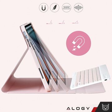 Ochranné pouzdro s bezdrátovou klávesnicí Alogy Keyboard Case s držákem pera pro Apple iPad 10.9 2022 růžové