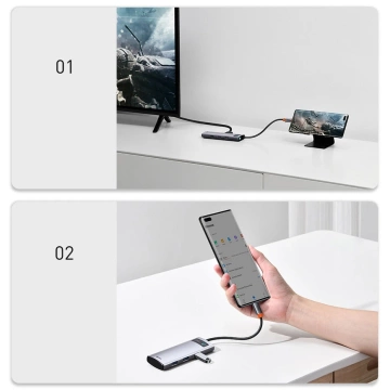 Baseus Metal Gleam Series multifunctional USB HUB 5in1 USB Type C PD 100W HDMI gray (WKWG020013)