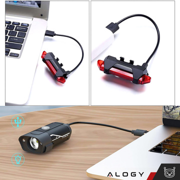 Svetlo na bicykel Predné zadné zadné LED Predné zadné osvetlenie na bicykel Vodotesné IPX4 Sada USB bicyklového svetla Alogy
