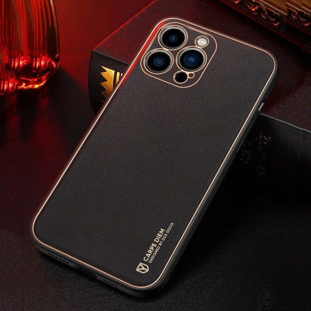 Elegantní kryt Dux Ducis Yolo z koženky iPhone 13 Pro Max červený