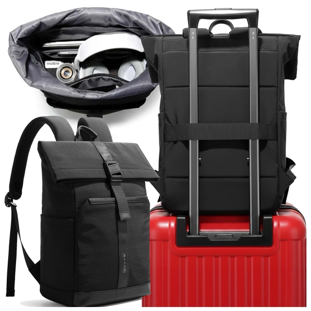 Bange wasserdichter Rucksack für 15,6-Zoll-Laptop, Stadtreisender, 45 x 30 x 16 cm, für Arbeit, Flugzeug, Herren, Damen, mit USB-Anschluss Schwarz