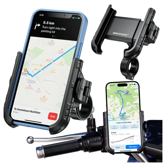 KEWIG M11B motorcycle phone holder with Qi QC 3.0 15W charger Black