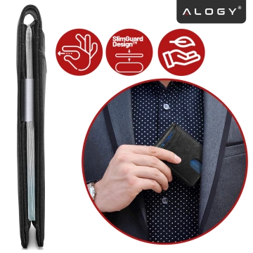 RFID Wallet Protective Case Blocking Signal for Cards Documents Thin Alogy Small Men's Women's Wallet Black