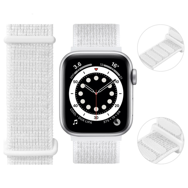 Alogy Nylon Strap with Velcro for Apple Watch 1/2/3/4/5/6/7/8/SE (38/40/41mm) White