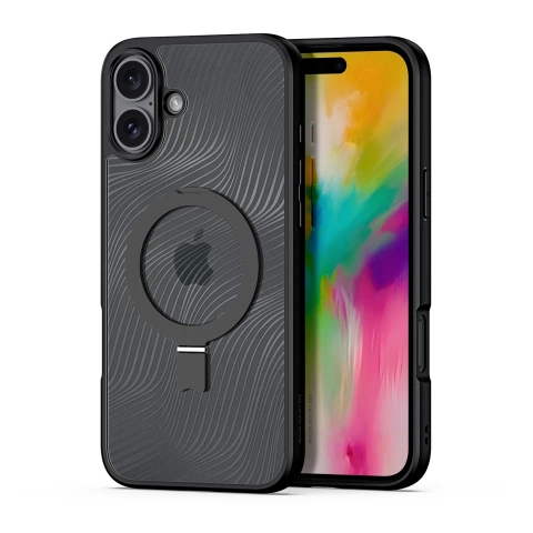 iPhone 16 Dux Ducis Aimo Mag Case with MagSafe and Stand - Black