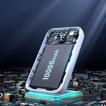 Joyroom Power Bank 10000mAh 20W Dodávka energie Rychlé nabíjení 15W Magnetická Qi bezdrátová nabíječka pro iPhone Kompatibilní s MagSafe bílá (JR-W020 bílá)