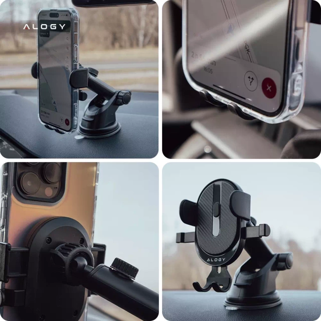 Alogy 2in1 car holder for 6.5" phone gravitational for windshield, dashboard, grille Easy One Touch Organizer