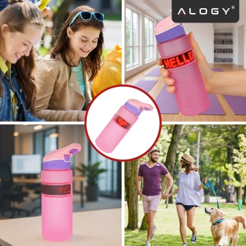 Alogy FitBottle™ 800ml Smart LED Drink Bottle with Display and Bluetooth Connectivity, Straw, Motivational, Reusable - Pink