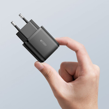 Настінний зарядний пристрій C20W 2-портовий USB-C - USB PD20W / QC3.0 чорний