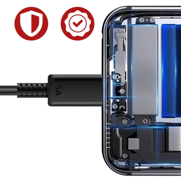 USB-C Cable 5A 1.8m Original Samsung EP-DX510, Fast Charging, Charger and Data Transfer Cable, Black