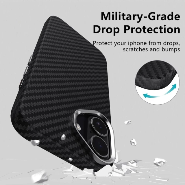 Etui do iPhone 17 Tech-Protect Ion Carbon MagSafe Czarno-Srebrne