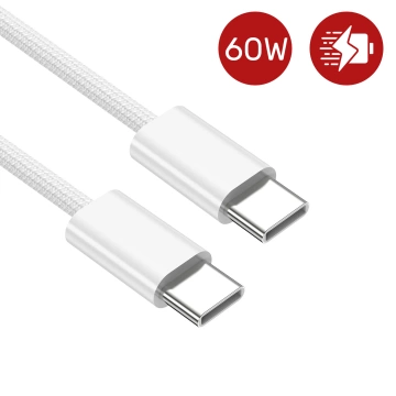 Кабель Apple USB-C до USB-C 1 м, 60 Вт, білий, міцний, оригінальний