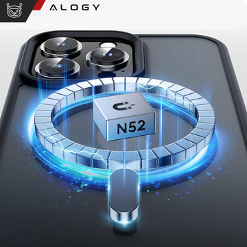 Чохол для iPhone 15 Pro MagSafe Matt Case Cover матовий Alogy Ring броньований чохол для телефона Black