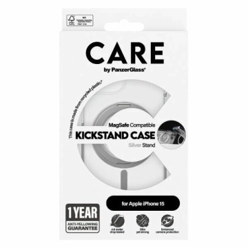Чохол для iPhone 15 CARE від PanzerGlass Kickstand MagSafe Silver