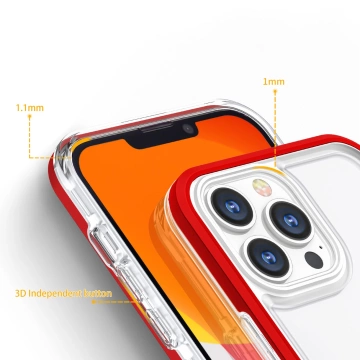 Priehľadné puzdro 3v1 na iPhone 13 Pro rámové gélové puzdro červené