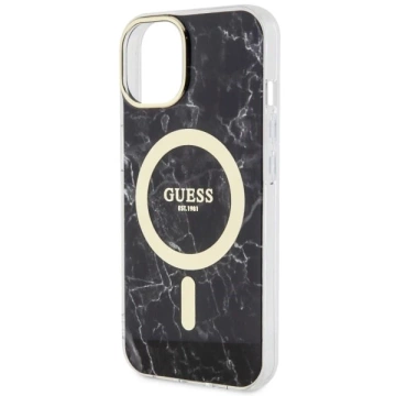 Etui na telefon Guess GUHMP14MPCUMAK до Apple iPhone 14 Plus 6.7" чорний/чорний твердий чохол Marble MagSafe