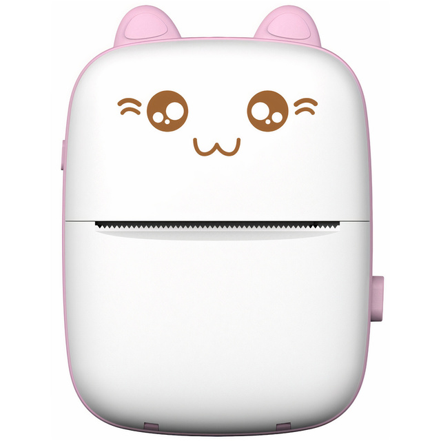 Drukuś Thermal Printer with 6 Rolls of Thermal Paper for Kids Pink