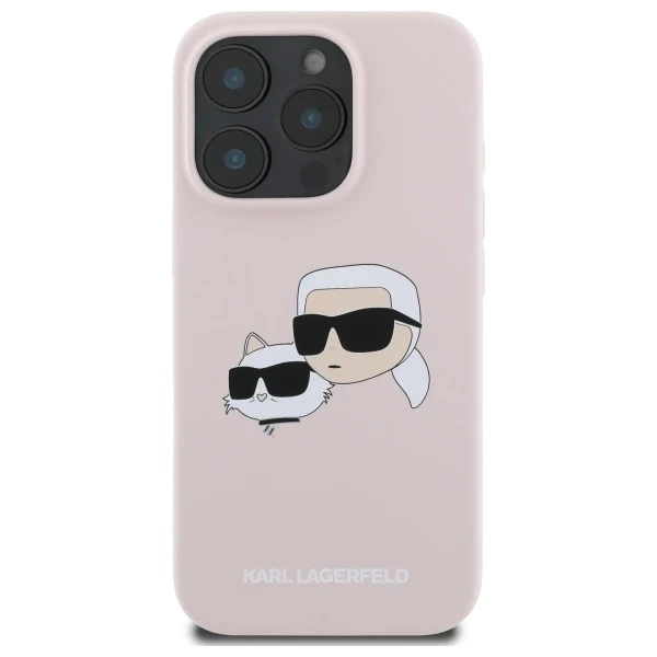Etui Karl Lagerfeld Silicone Double Heads Print MagSafe do iPhone 16 Pro Max Pink