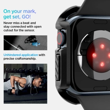 ЧОХОЛ ДЛЯ APPLE WATCH 10 (46MM) ЧОРНИЙ SPIGEN TOUGH ARMOR ЗАГАРТОВАНОГО СКЛА