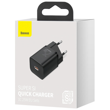 Baseus Super Si USB-C typ C PD 25W čierna nabíjačka napájacieho adaptéra