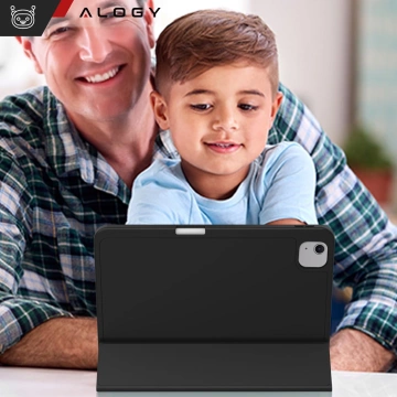 Schutzhülle mit Stifthalter für Apple iPad Air 13" (2024/2025) und iPad Pro 12,9" (2018–2022), Alogy Book Cover Case, Schwarz