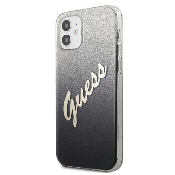 Guess GUHCP12SPCUGLSBK iPhone 12 mini 5,4" čierny/čierny pevný obal Glitter Gradient Script