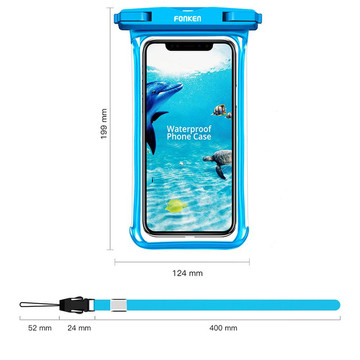 Vodotesné puzdro Fonken, univerzálne vodotesné IPX8 až 6,5 Blue
