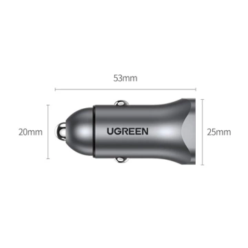Автомобільний зарядний пристрій Ugreen USB Type C / USB 24W Power Delivery Quick Charge сірий (30780)