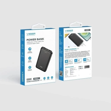 Powerbank Externá batéria (POWER BANK) VEGER A10 - 10 000 mAh čierna (W1065)